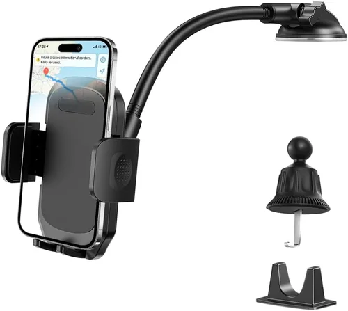 Miniatura 11 de Soporte para parabrisas de automóvil, rotación de 360°, con ventosa fuerte, soporte para teléfono móvil con cuello de cisne, soporte para teléfono