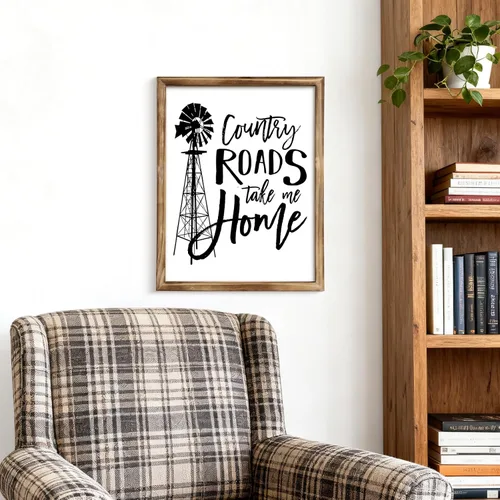 Miniatura 6 de Letrero de Country Roads Take Me Home, arte de pared de madera rústica con gancho de metal, letrero familiar de granja para sala de estar, música