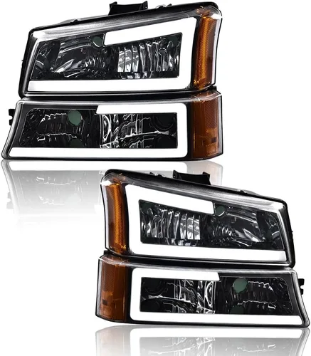 Miniatura 15 de G-PLUS Faros delanteros compatibles con Chevy Avalanche 1500 2500/Ajuste Chevy Silverado 1500 2500 HD 3500 2003-2006, lente transparente, carcasa