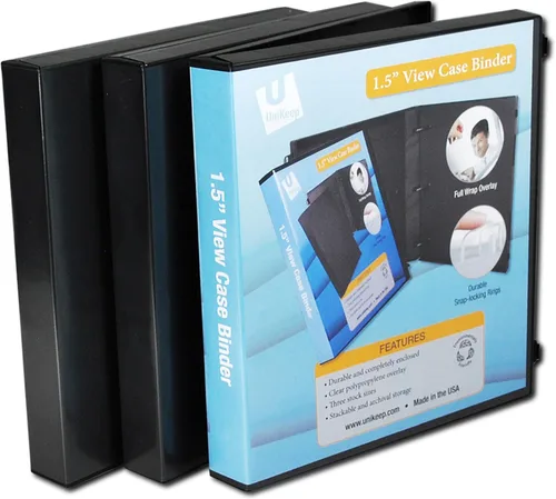 UniKeep Carpeta de 3 anillos – La carpeta está totalmente cerrada, disponible en blanco, transparente o negro y en diferentes tamaños de lomo