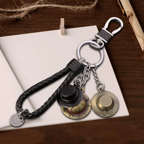 Miniatura 6 de Llavero de anime, sombrero de paja, llavero de piratas Luffy con sombrero de paja para mujeres y niñas, bolso de coche, A, S