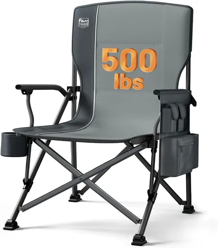 Miniatura 9 de TIMBER RIDGE Silla de camping plegable de gran tamaño, respaldo alto, resistente para adultos, soporta hasta 500 libras con soporte para tazas