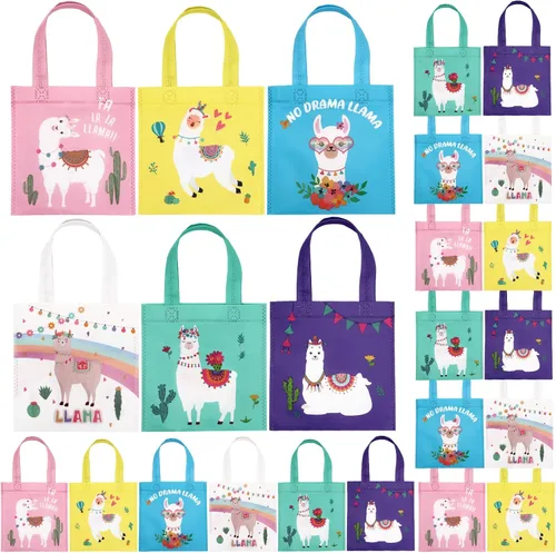 Shihanee 24 bolsas de recuerdo de fiesta de llama, no tejidas de alpaca y cactus, bolsa de golosinas, bolsa de golosinas, fiesta mexicana,