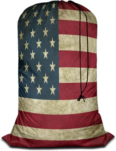 Swono Grunge - Bolsa grande de ropa sucia para ropa sucia para cesta de lavandería, diseño de rayas patrióticas, estrellas envejecidas, lavable a