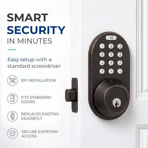 Miniatura 3 de Cerradura de Puerta con Teclado de Entrada sin Llave - Cerrojo Electrónico Digital Inteligente Mejorado con Código para Puertas Principales
