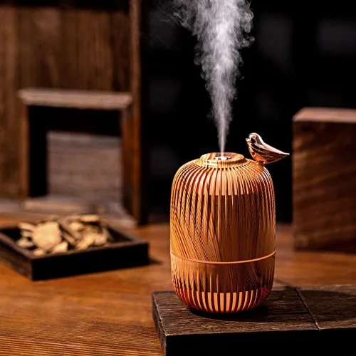 Lindo humidificador de niebla fría para dormitorio/escritorio/oficina, pequeño humidificador personal de escritorio con 2 modos de niebla, 7 luces