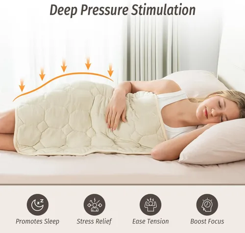 Miniatura 4 de Wemore Manta ponderada de regazo de 7 libras para adultos, manta pequeña con peso para viajes, calma, relajación, siesta y dormir, almohadilla