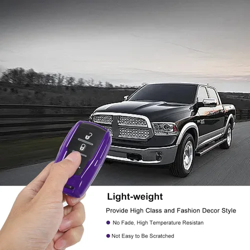 Miniatura 3 de RT-TCZ Funda para Llavero Estuche Cubierta Bolsa Porta Llaves Carcasa de Protección Accesorios para Dodge RAM 2018-2022, Morado