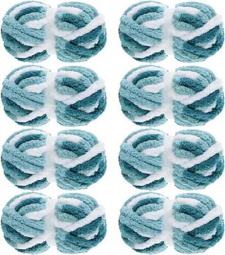 Miniatura 27 de MABOZOO Hilo Grueso Tie Dye para Tejer a Ganchillo Paquete de 8, Hilo de Chenilla Jumbo Esponjoso, Hilo de Felpa Suave Voluminoso, Hilo Gigante