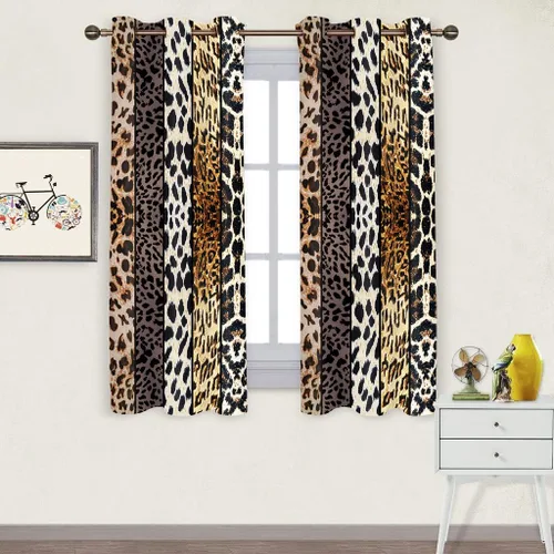 Miniatura 94 de Cortina opaca con estampado de animales salvajes, para oscurecer la habitación, con aislamiento térmico, con ojales para sala, comedor, dormitorio