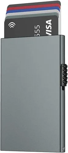 SEASD - Cartera para tarjetas de crédito para hombres, tarjetero de bloqueo RFID, cartera inteligente de aluminio minimalista (color D, tamaño 3.9