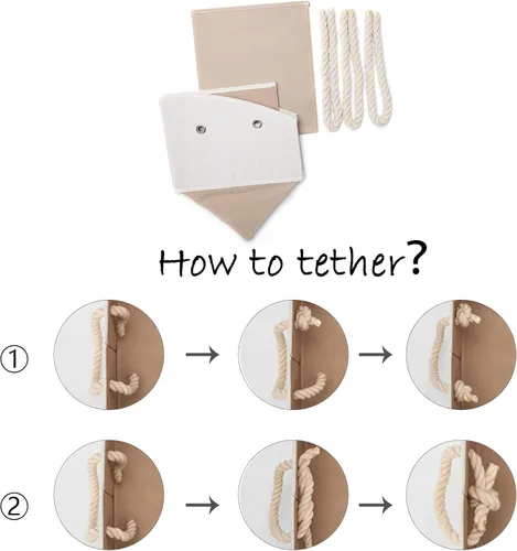 Miniatura 4 de Geyecete - Cajas grandes plegables de tela para almacenamiento de juguetes de perro, organizadores trapezoidales con asa de cuerda trenzada, cestas