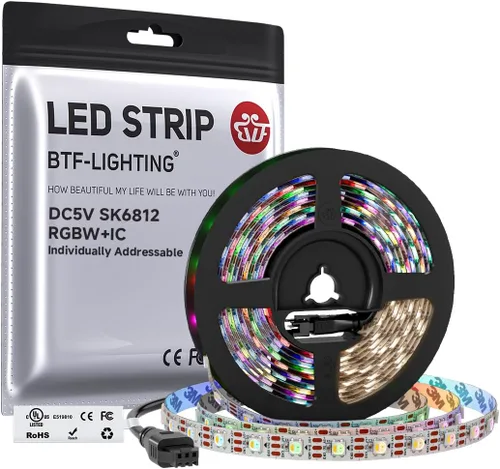 Miniatura 25 de BTF-LIGHTING RGBW RGB+Blanco Frío SK6812 (Similar WS2812B) 4 Colores en 1 Tira LED, Direccionable Individual, 16.4 pies, 60 píxel/m, 300LED Luz