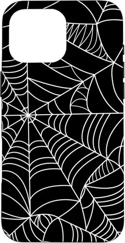 Miniatura 18 de iPhone 12 Mini Spider Web Halloween patrón espeluznante en caso negro