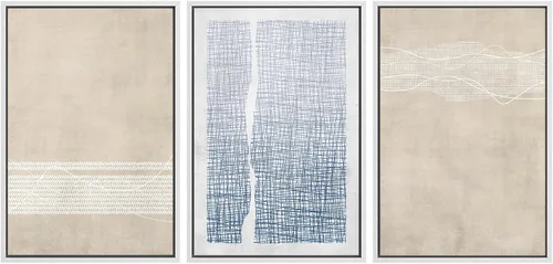 Miniatura 268 de SIGNWIN Lienzo enmarcado para pared, arte con pinceladas de flujo neutro en tonos beige abstractos, ilustraciones, arte moderno, decorativo
