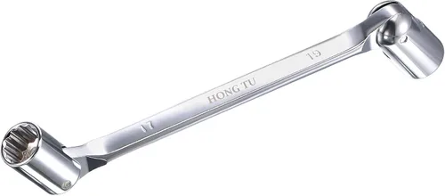 Miniatura 15 de uxcell Llave de cabeza flexible de 12 puntos, extremo de caja giratoria doble métrica de 0.315 in x 0.394 in, rotación CR-V de 180 grados