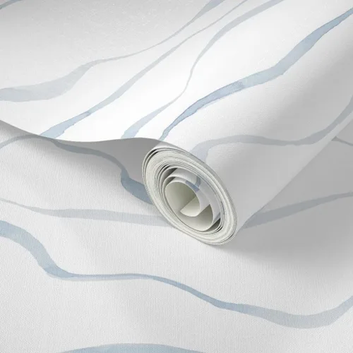 Miniatura 2 de Papel tapiz autoadhesivo de 3 x 2 pies – Papel tapiz extraíble personalizado con ondas de acuarela azul claro y gris Spoonflower