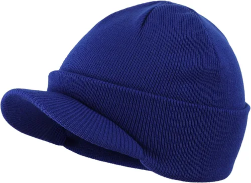 Miniatura 48 de Home Prefer - Gorro de invierno para hombre con visera, cálida y doble punto.