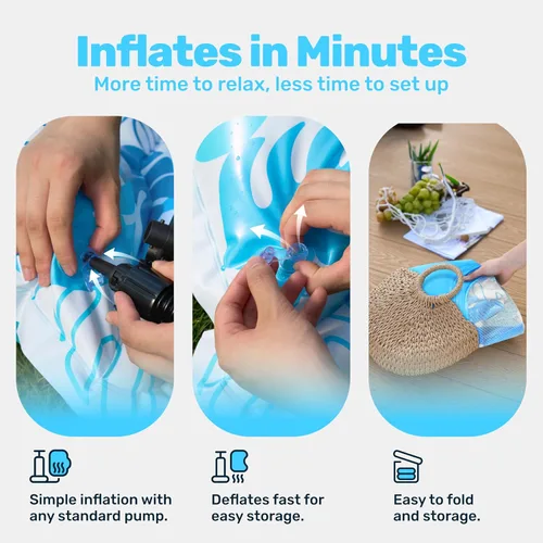 Miniatura 7 de Sloosh Flotadores inflables para piscina, tumbona para adultos, flotador de piscina flotante, silla reclinable flotante con portavasos y reposapiés