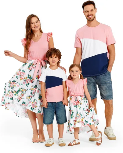 Miniatura 7 de PATPAT Conjuntos de verano a juego para la familia, vestidos y camisetas para mamá y yo, conjuntos de camisetas casuales para vacaciones