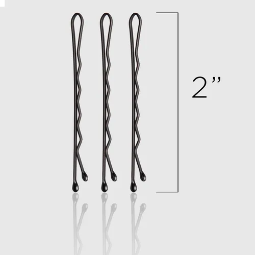 Miniatura 3 de Fromm Horquillas de pelo negro mate de 2 pulgadas, prensadas antideslizantes con fuerte sujeción y puntas de bola, estilo seguro durante todo el día
