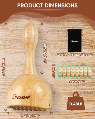 Miniatura 5 de ONUEMP Taza de terapia de madera con rodillo, herramientas de masaje de terapia de madera, kit de maderoterapia colombiana, rodillo de fascia