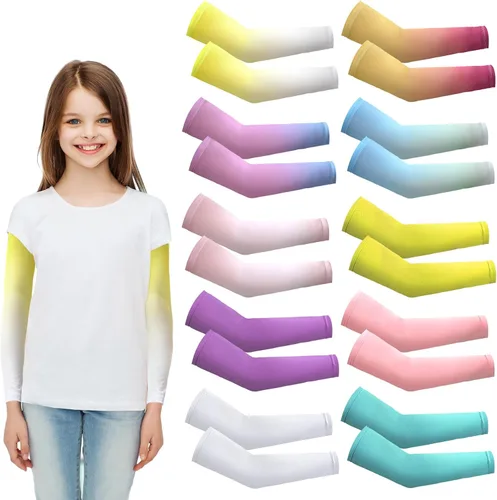 Miniatura 9 de Xuhal 10 Pairs Arm Sleeves for Kids Baseball UV Sun Protection Cooling Arm Sleeves Boys Football Basketball