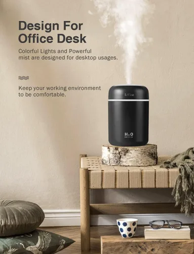 Miniatura 2 de LtYioe Humidificador portátil mini humidificador para dormitorio, escritorio personal humidificador de aire de niebla fría con luz nocturna