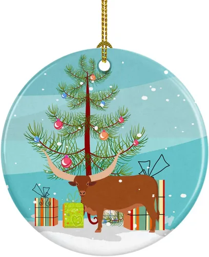Miniatura 28 de Caroline's Treasures Adorno de cerámica de Navidad pintado o de codorniz chino, decoración colgante de árbol de Navidad verde azulado para el hogar