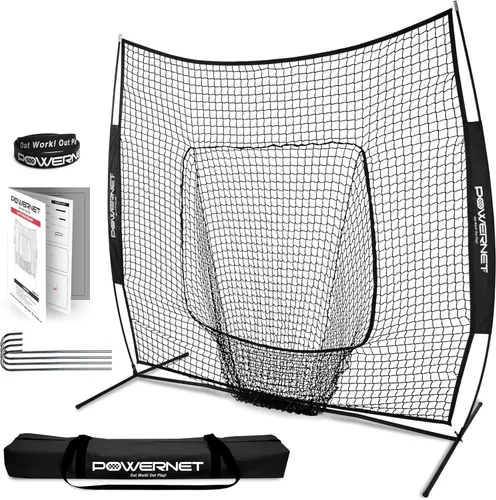 Miniatura 12 de PowerNet Baseball Softball Practice Net 7x7 with Baseball Accessories for Practice Pitching, Batting & Fielding, Ball Caddy, Weighted Baseballs, Tee