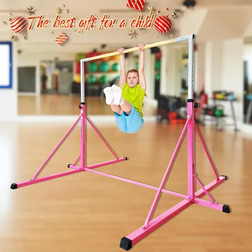 Miniatura 6 de Barra de gimnasia para niños y adultos de 5 a 25 años, 6 pies de ancho, base de 7.2 pies de largo, barra horizontal para gimnasia, barra kip