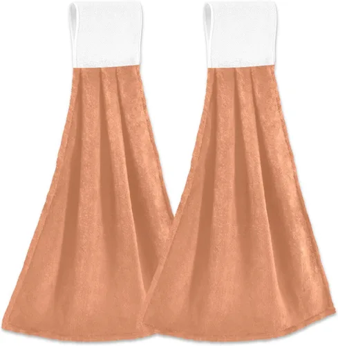 Miniatura 8 de Juego de 2 toallas de mano amarillas y naranjas, suaves, absorbentes, decorativas, para baño, secado rápido, barra de té, toalla colgante para baño