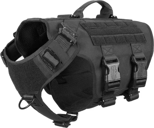 ICEFANG GN3 - Arnés táctico para perros con 6 hebillas, chaleco Molle para perro con asa, cobertura de 3/4 del cuerpo, panel de gancho y bucle para