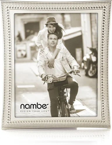 Miniatura 9 de nambe Marco de fotos con cuentas, 4 x 6 pulgadas, marco de fotos con vidrio templado, diseño vintage y contemporáneo, exhibición de mesa