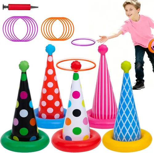 Juego inflable de lanzamiento de anillos, juegos de fiesta de cumpleaños, juego de lanzamiento de anillos para niños y adultos, decoración de fiesta