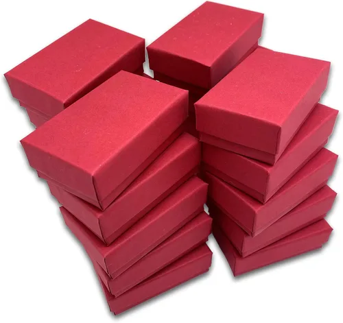 Miniatura 78 de TheDisplayGuys - Paquete de 25 cajas de cartón rellenas de algodón #33 para joyas, color rojo mate (3.5 x 3.5 x 1.0 pulgadas), para envío