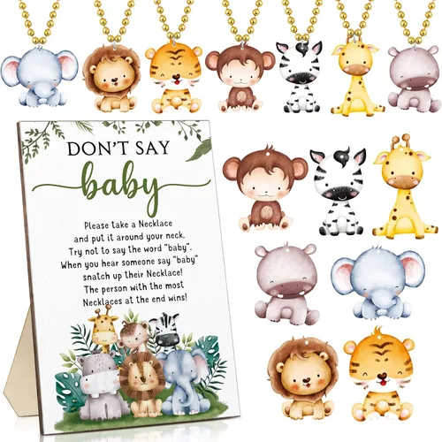 Miniatura 9 de Roowest 51 No Digas Juego de Baby Shower Mariposa Decoraciones de Baby Shower Incluídas Juego de Mariposa Letrero de Mesa de Madera 50 Collares