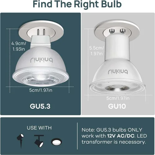 Miniatura 6 de Linkind Bombilla LED MR16 regulable, GU5.3 con base de dos pines GU5.3, 6.5 W (equivalente a 70 W) 3000 K blanco cálido 640 lm MR16, luces