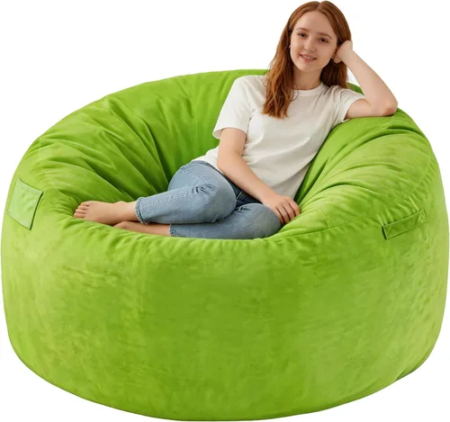 Miniatura 66 de Silla de Puf de 3 Pies, Sillas de Puf Cómodas con Relleno de Espuma Viscoelástica, Sofá de Puf Esponjoso con Funda de Terciopelo Holandés, Sillas