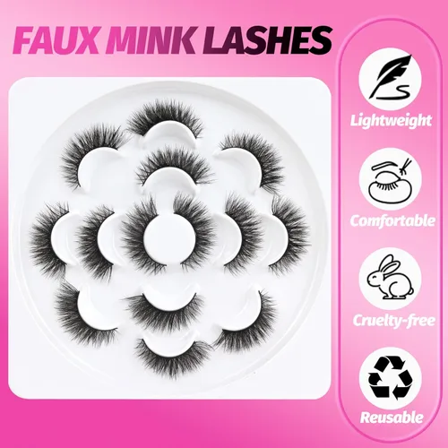 Miniatura 104 de Veleasha Pestañas postizas de manga puntiagudas, 100% hechas a mano, aspecto natural, pestañas postizas ligeras con banda transparente suave