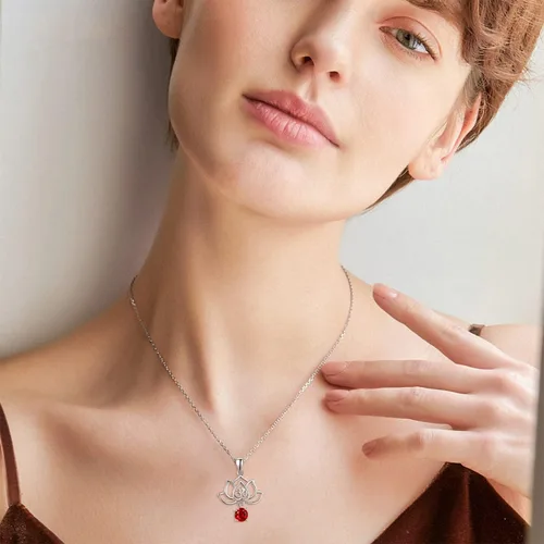 Miniatura 4 de TANGPOET Chakra Necklace Sterling Silver Lotus Pendant Necklace Healing Crystal Dragonfly Jewelry Birthday Christmas Gifts for Women Mom Daughter