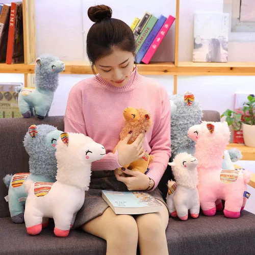 Miniatura 6 de Peluche de alpaca, lindos juguetes de peluche de alpaca, peluches esponjosos, regalo de peluche de llama para niños y amantes en Navidad, Marrón