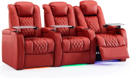 Miniatura 65 de Weilianda Asientos de Cine en Casa de Cuero de Grano Superior Silla Reclinable con Reposacabezas Eléctrico y Reclinación Asientos de Película Sofá