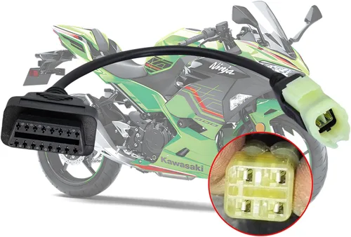 Adaptador de cable de diagnóstico OBD2 para Kawasaki motocicleta 4 pines, compatible con Kawasaki Z250 Z650 Z1000 ER6N EX650F Ninja400 Moto ECU
