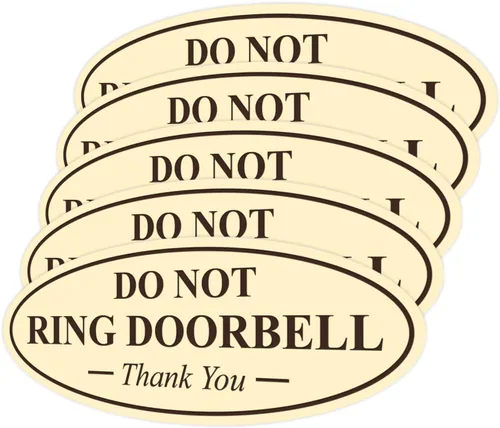 Miniatura 73 de All Quality Cartel de agradecimiento ovalado con texto en inglés «Do not Ring DOORBELL», color negro, pequeño, 1 paquete