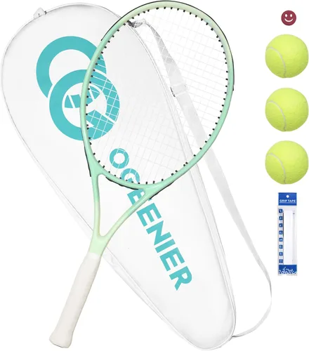 OGEENIER 27 Inch Adult Tennis Racket Set, Pre-Strung Beginners Tennis Racquet, Lightweight and Recreational Aluminum Rackets with Overgrip, Tennis