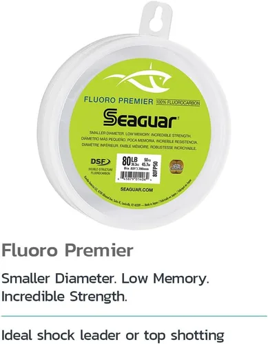 Miniatura 2 de Sedal líder de choque para pesca de agua salada Seaguar Fluoro Premier, 100% fluorocarbono, varios tamaños