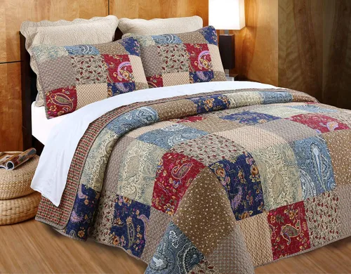 Miniatura 9 de Cozy Line Home Fashions - Juego de ropa de cama reversible de 100% algodón con patchwork real cosido a mano, color mostaza amarilla, estilo granja