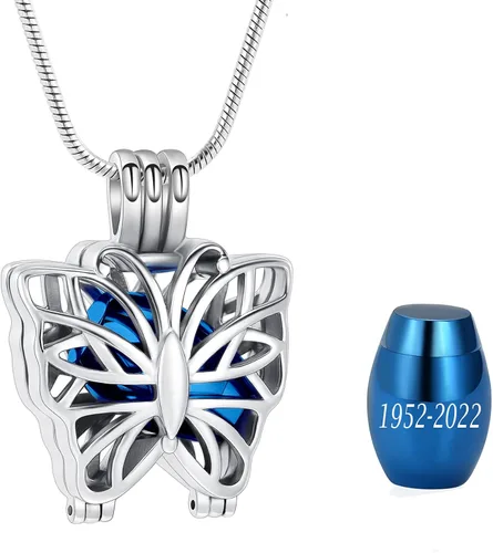 Miniatura 2 de Collar de urna de mariposa para cenizas, colgante de mariposa, collar de recuerdo de cremación para mujer Personalizar