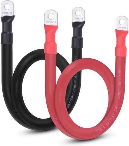 Miniatura 23 de Cable de batería flexible de 1/0 AWG con terminales de 3/8" - Alambre de cobre puro OFC para inversor y soldadura para automotriz, solar, RV